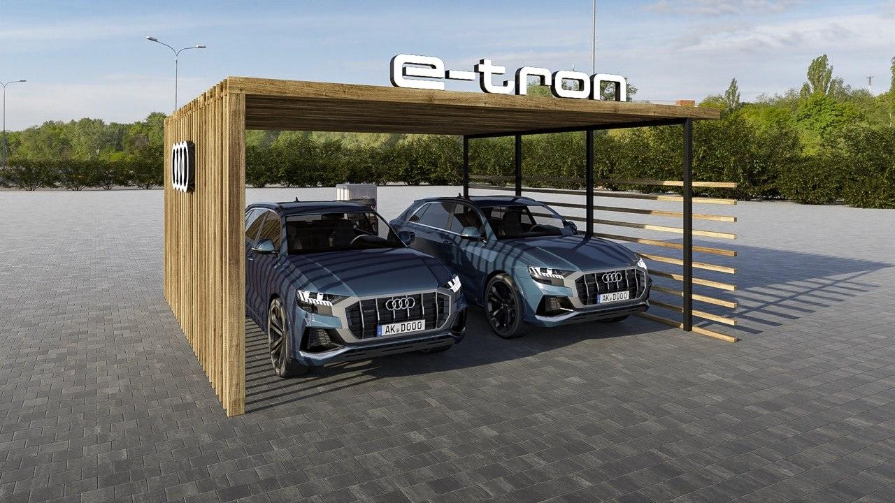Audi e-tron у зарядной станции
